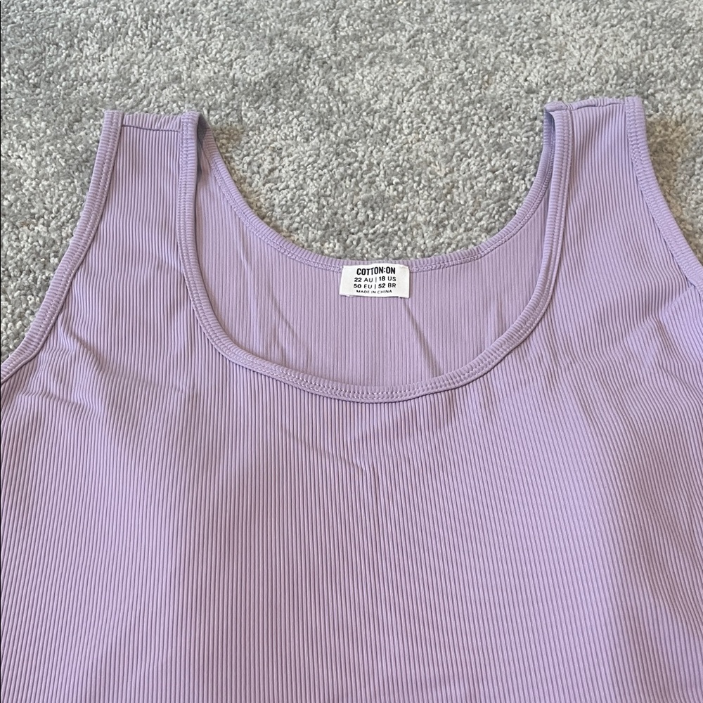 NWT COTTON ON Curve Active Rib Crop Tank Lavender 18 - Picture 4 of 5